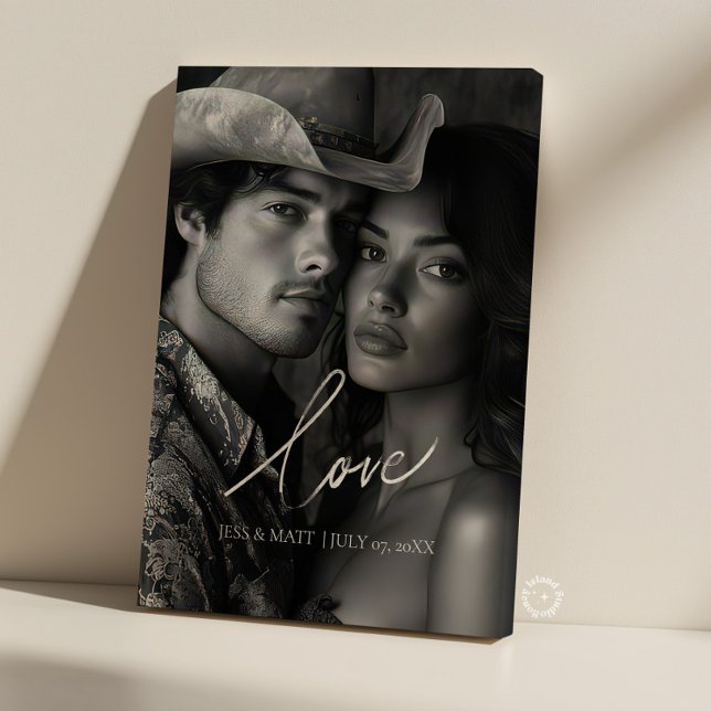 Toile de photo de mariage calligraphiée élégante d (Love elegant calligraphy wedding photo canvas)