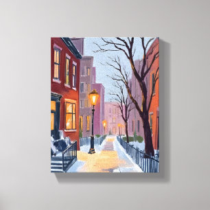 Toile Début de l'hiver à Boston, peinture à l'aquarelle
