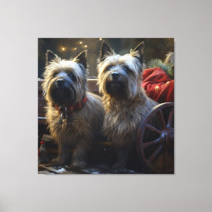 Toile Décor de Noël Cairn Terrier enneigé 