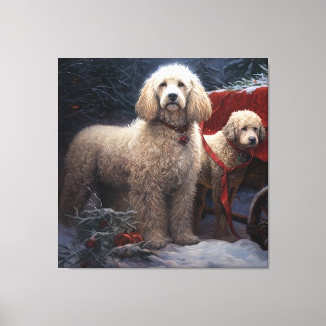 Toile Décor de Noël de caniche Snowy (Recto)