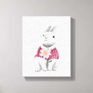 Toile Décor de nurserie en bois de fleurs de lapin fanta