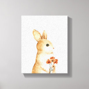 Toile Décor de nurserie en bois floral lapin fantaisiste
