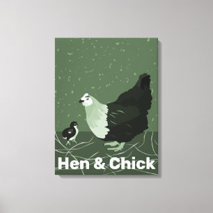 Toile Décor Mur De Cuisine Hen Et Chick Green