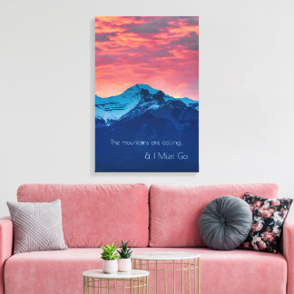 Toile Décor photo coucher de soleil sur les montagnes av