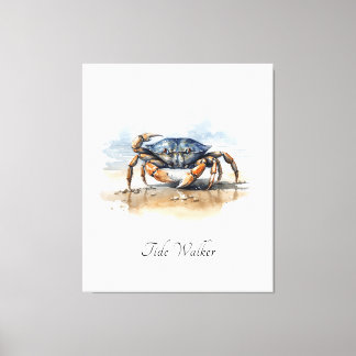 Toile Décoration murale de cuisine côtière au crabe bleu