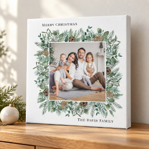 Toile Décoration rustique de Noël avec verdure Photo de