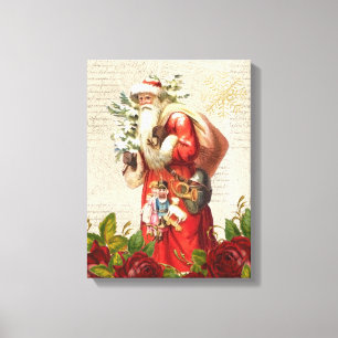 Toile Découpage d'antiquité vintage du Père Noël victori