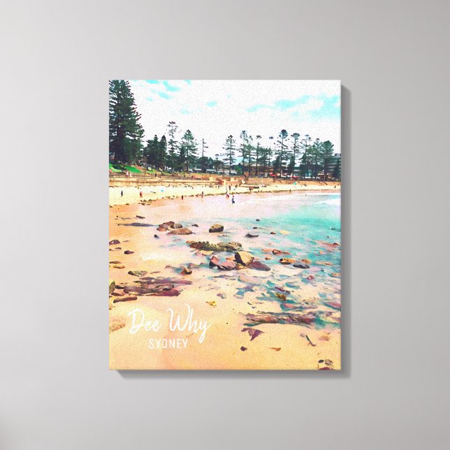 Toile Dee Why Sydney beach Northern Beaches Voyage rétro (Recto)