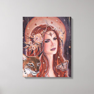 Toile Déesse Freya avec Lynx par Renee Lavoie