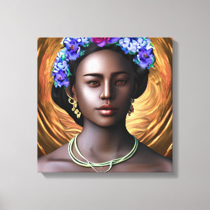 Toile Déesse noire   African-American Woman AI Art