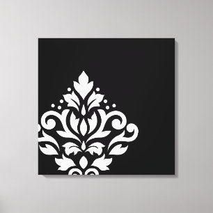 Toile Défiler Damask Off-set I Blanc sur noir