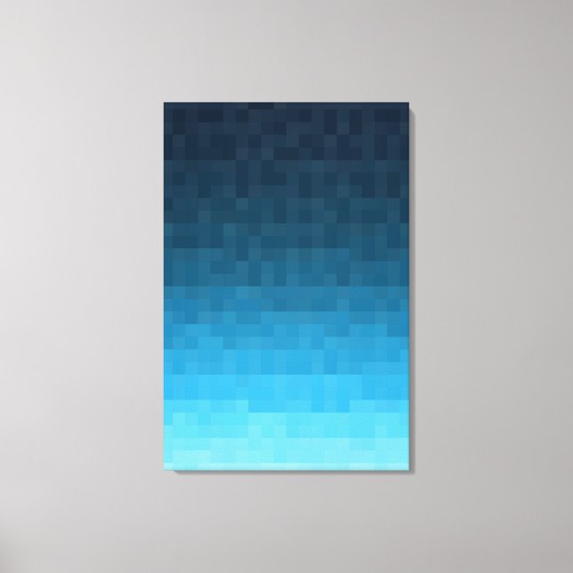 Toile dégradé bleu ciel | blocs de carré de pixel | (Recto)