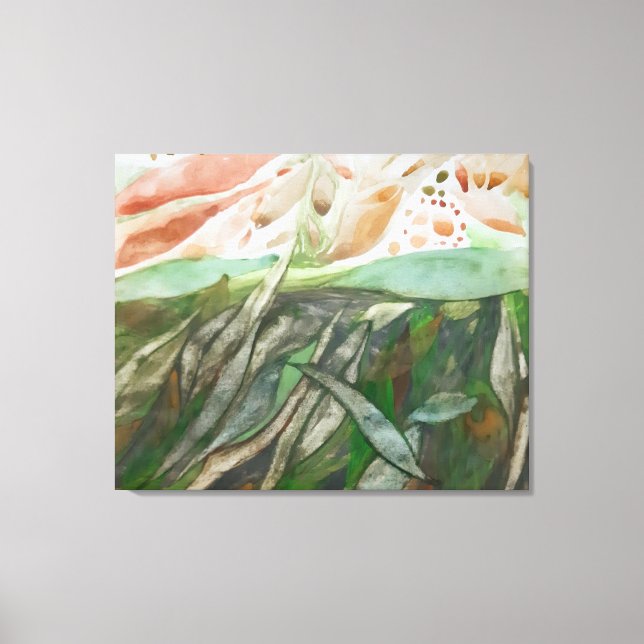 Toile Demi-verdure et demi-couleur feuillage botanique (Recto)