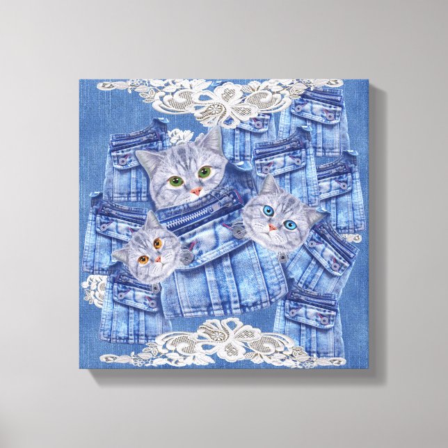 Toile Denim poche Jeans, Kittens et dentelle (Recto)