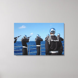Toile Des marins lancent un salut d'armes lors d'un ente