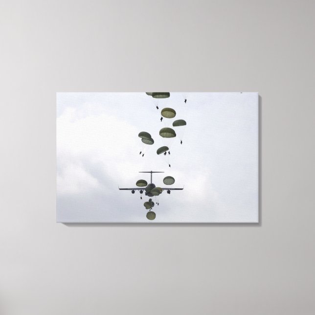 Toile Des soldats de l'armée sautent d'un C-17 Globemast (Recto)