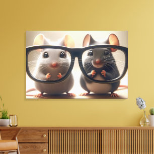 Toile Des souris qui regardent derrière des lunettes noi