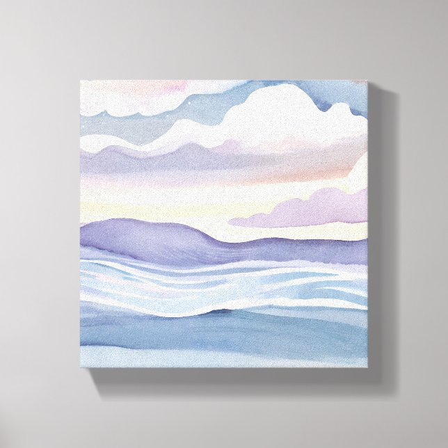 Toile Des vagues océaniques rêvées | Aquarelle (Recto)