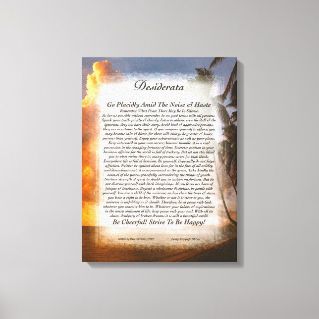 Toile DESIDERATA par Max Ehrmann-Sunset tropical (Recto)