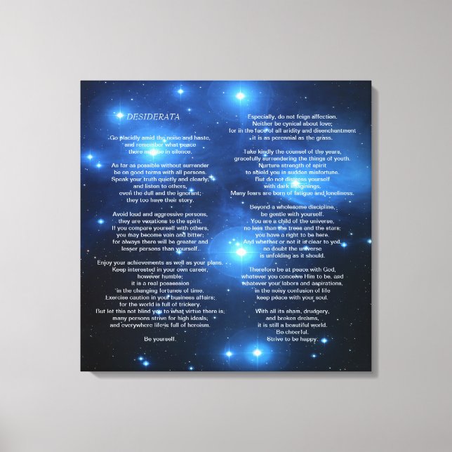 Toile Desiderata sur Pleiades Galaxy (Recto)