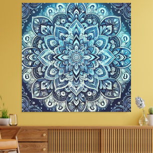 Toile Design Mandala dégradé bleu
