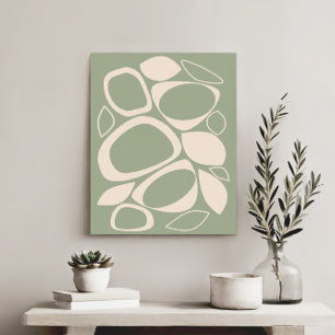 Toile Design moderne Design Vert Sage Crème Motif Abstra