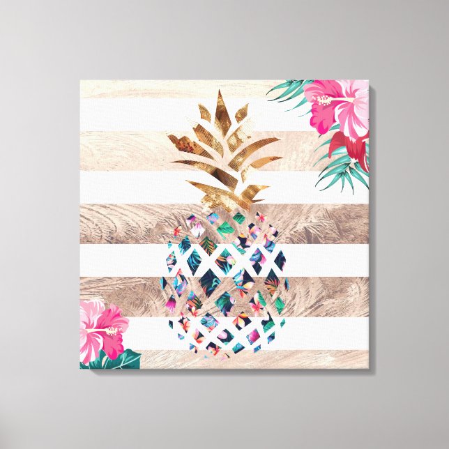 Toile Design rayé d'ananas fleuri (Recto)