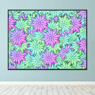 Toile Design unique Fleurs violettes et vertes