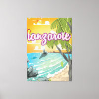 dessin animé de l'affiche de voyage vintage de lan