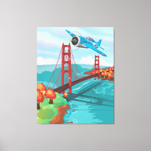 Toile Dessin animé du pont Golden Gate de San Francisco