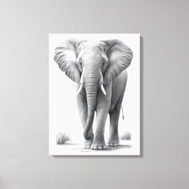 Toile Dessin au crayon éléphant (Recto)