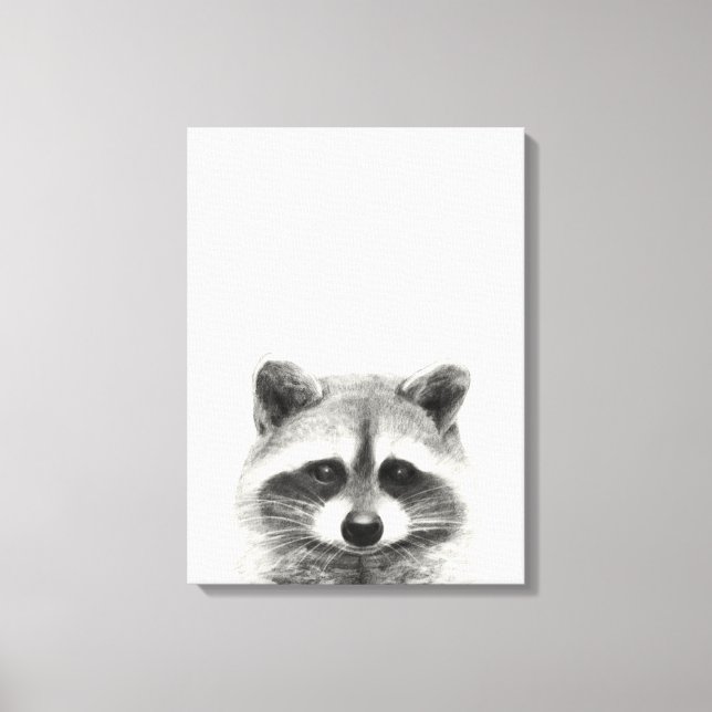 Toile Dessin au crayon Raccoon (Recto)