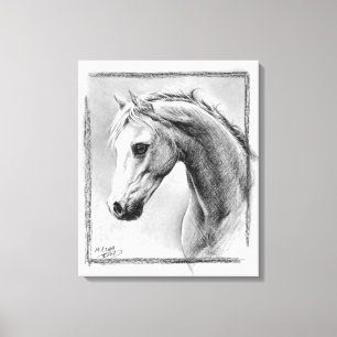 Toile Dessin au fusain de tête de cheval Art équin