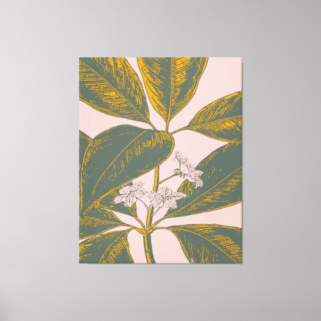Toile Dessin botanique rose et vert Palm Frond (Recto)