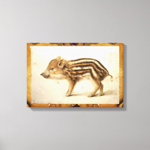 TOILE DESSIN D'ANIMAL PORCELET SANGLIER