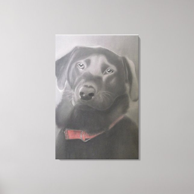 Toile Dessin de charbon de "Black Labrador Retriever" (Recto)