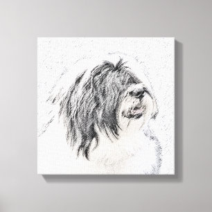Toile Dessin de collie à oreilles - Joli art original de