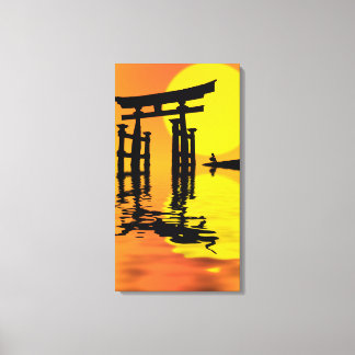 Toile Dessin de coucher du soleil japonais Torii (porte)