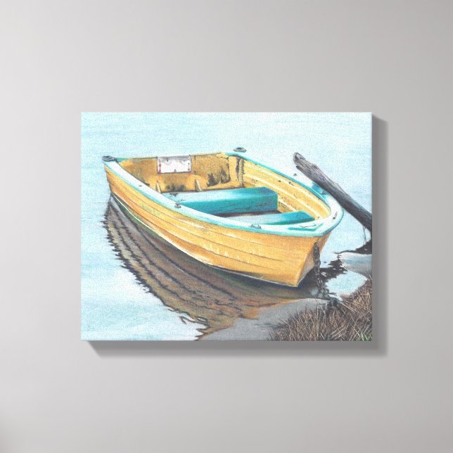 Toile Dessin de crayon couleur d'un bateau jaune (Recto)