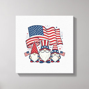 Toile Dessin de gravure vintage de gnome patriotique_1