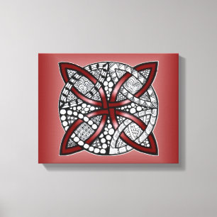 Toile Dessin de gribouillis rouge noeud celtique