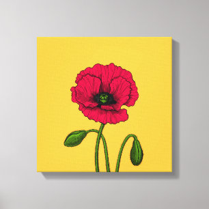 Toile Dessin de pavot rouge