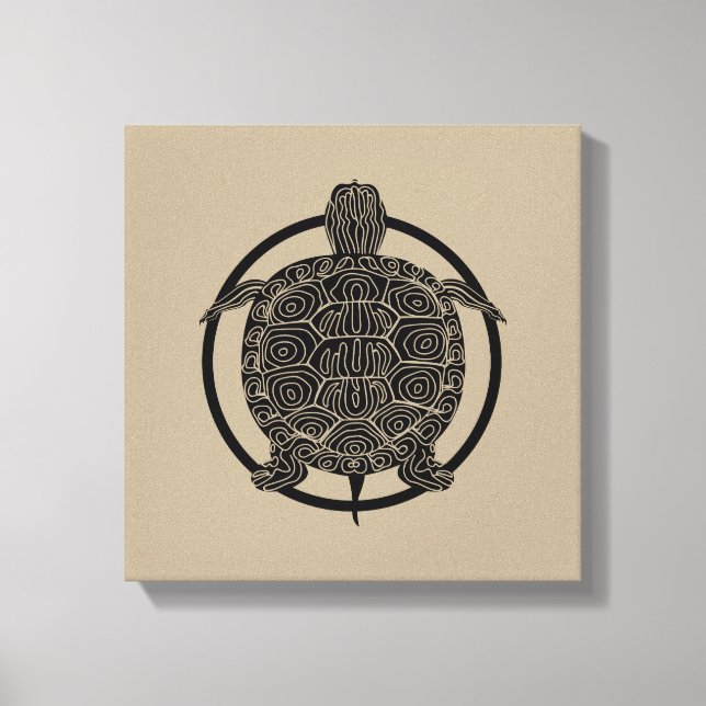 Toile Dessin de tortue - Série de cercles fauniques (Recto)