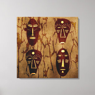 Toile Dessin de visage tribal africain vintage abstrait