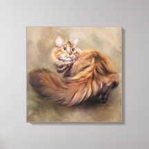 dessin d'huile de portrait de chat de Sibérie