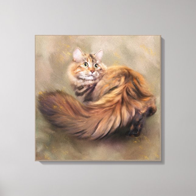 Toile dessin d'huile de portrait de chat de Sibérie (Recto)