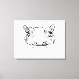 Toile Dessin hippo mignon