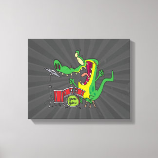 Toile dessin humoristique du batteur d'alligator