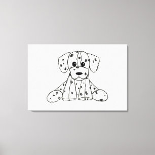 Toile Dessin simple de contour de chien en peluche dalma
