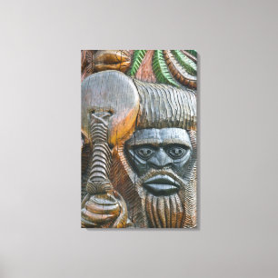 Toile Détail d'un totem kanak, Noumea, Nouvelle
